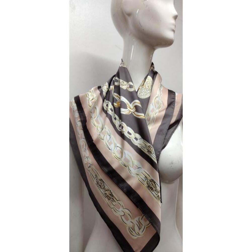 Satinee Scarf Neck Chain Glam Print Chic Office Business Attire Elegant Colors